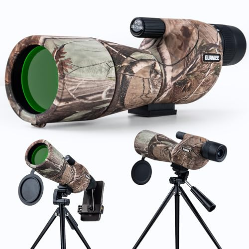 GUANIEE 25-75x60 Spotting Scope for Target Shooting with Tripod Carrying Bag and Phone Adapter Spotter Scope for Bird Watching Wildlife Viewing Hunting Camo
