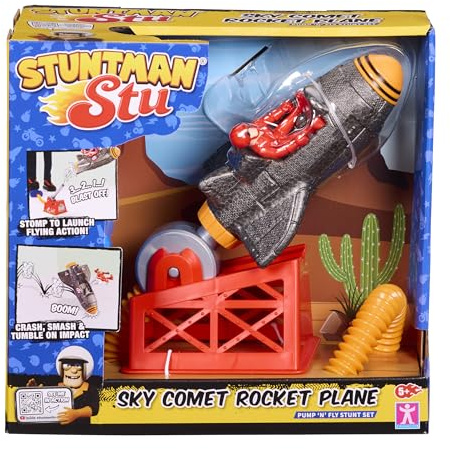 Stuntman Stu Sky Comet Rocket Plane Stomp e lancia aereo giocattolo Crea acrobazie divertenti a casa Giocattoli