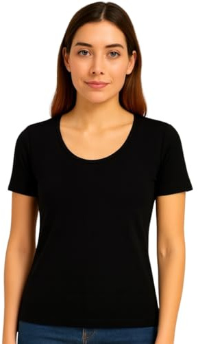 Intimitaly Set 2 Maglie Termiche da Donna, Cotone Puro 100%, Mezze Corte o Spalla Larga, Bordo Raso, Trattamento Termico, Felpatura Soffice Bianche e Nere (2 Nere Mezza Manica, M)
