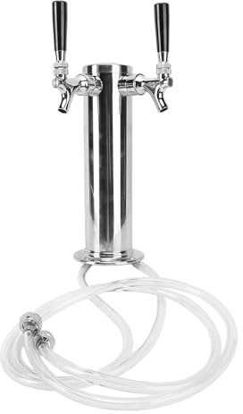 Cocoarm Dual Tap Beer Kegerator Tower, Stainless Steel Draft Beer Tower Dispenser Kit for Party Bar Pub Restaurant with Stable Control Easy Assembly (Silver)
