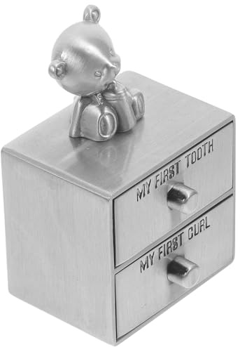 Hoement Caja de Recuerdos para Dientes y Cabello Fetal, Caja Metálica Antigua, Compacta y Portátil para Guardar Dientes de Ñiño, Soporte Decorativo, Obsequio Memoria Infantil