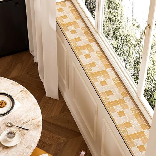 Tapete para Alféizar de Ventana Tapete Floral para Alféizar de Ventana de Exterior, Protector Antideslizante para Alféizar(Orange,94x4in(239x10cm))
