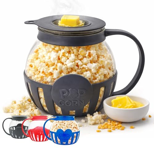 Netrox Popcorn Maker für Mikrowelle, Glasbehälter, BPA-frei | Spülmaschinengeeignet, fettfreie Popcornmaschine für gesunden Snack, ideal für Filmabende, Maschine mit Glas Behälter