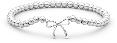 LUXYSODE Beaded Bracelets for Women Cute Dainty Stretch Charm Bracelet with Ball Beads Dainty Stackable Cross Heart Bow Wave Jewelry Gifts Trendy Handmade Jewelry Gift for Her (Bow Bracelet)