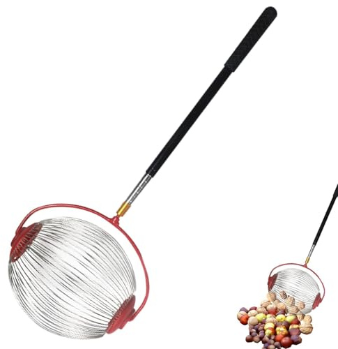 QUUGAR Rouleau Ramasse Ramasse Noix avec Manche TéLescopique en Aluminium (Petite Taille) | Cueilleur De Glands Multifonction Avec Grand Panier De RéColte,Facile à Ramasser Et à Vider,Pour Ramasser Les Noix Et Golf