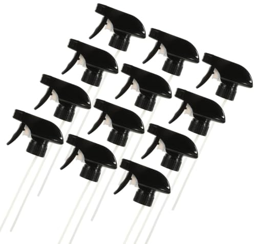 POPETPOP 12 Piezas Boquilla Pulverizadora Negra para Botella de Spray 28/410 de Pp Reutilizable Segura para Uso Alimentario Adecuado para Baño y Aromaterapia