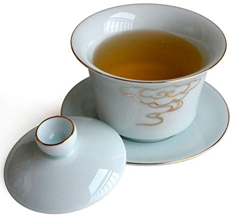 Gaiwan Chinesische 6oz Sancai Terrine-Tablett, Tasse, Teeset, Schüssel, Deckel, zarter