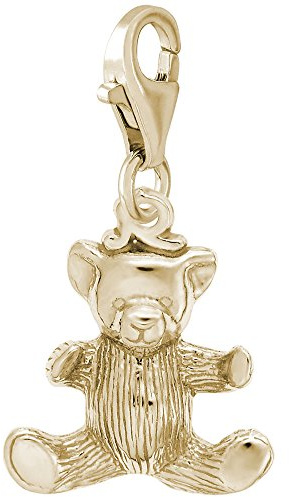 Gold Plated Teddy Bear Charm with Lobster Claw Clasp