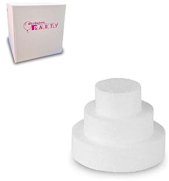 ARCOBALENO PARTY Set da 3 Basi di Polistirolo Tondo Altezza 10 cm(1 Polistirolo 15 cm h10-1 Polistirolo 25 cm h10-1 Polistirolo 35 cm h10)