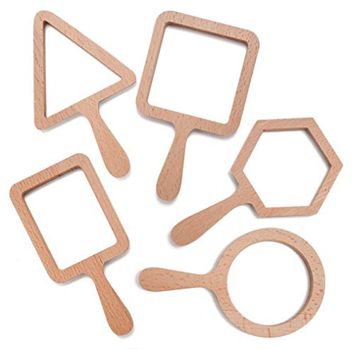 Yellow Door Natural Shape Viewers | Set of Five FSC Wood Shapes | Square, Rectangle, Circle, Triangle, Hexagon | Nature Play | Forest School for Kids Age 2 3 4 5 | Outdoor Early Educational Toys