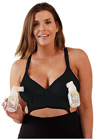 BRAVADO! DESIGNS Damen All-in-One Hands-Free Original Pump- und Still-BH aus Baumwoll-Modal - Schwarz - M-FC 4XL