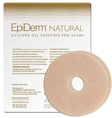 BIODERMIS – EpiDerm ärrläkningsplaster | 100 % silikon av medicinsk kvalitet | Återanvändbar och klippbar | För bröst | hudfärger, 1 styck (2-pack)