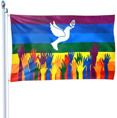 Bandiera della Pace Arcobaleno 90x150 - Ideale per Raduni, Eventi, Marce e Uso Esterno (Rainbow)