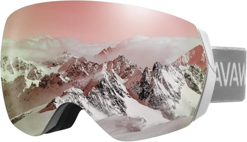 AVAWAY Skibrille Snowboard Brille für Brillenträger Herren Damen Erwachsene Jugendliche OTG UV-Schutz Kompatibler Helm Anti Fog Skibrillen Sphärisch Verspiegelt
