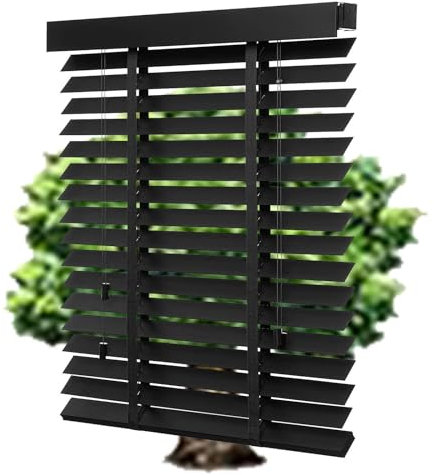 Naturholzjalousien,Schwarz,Horizontal Jalousie,Sonnenschutz/Sichtschutz Jalousette,Echtholz Jalousetten Für Fenster 45cm 50cm 60cm 70cm 80cm 90cm 100cm 110cm 120cm Gardinen,W×H-60x91cm/23.5x36in