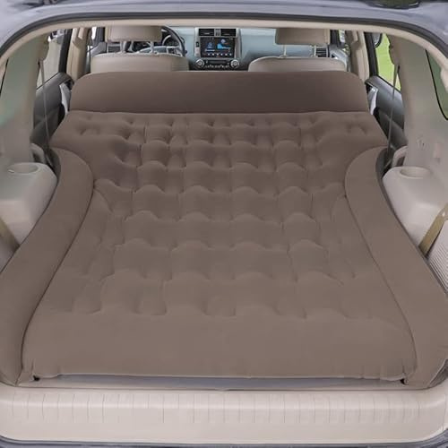 Vinteky Matelas Gonflable Lit Gonflable pour Voiture Coussin Gonflable Sièges d'auto Multifonctionnel avec Pompe à air et Oreillers pour Véhicule SUV pour Picnic Voyage sur Voiture (L Marron)