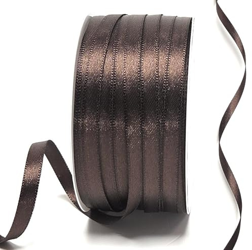 s.dekoda Satinband 50m x 6mm Dunkelbraun - Braun Schleifenband Dekoband Satin