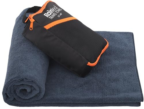 Rainleaf Microfiber Travel Towel Quick Dry Swimming Towel Ultra-Compact,Super Absorbent,Washcloths for Bathroom, Shower,Camping,Backpacking-Navy 30x50