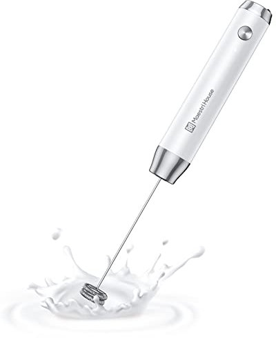 Maestri House Wiederaufladbarer Milchaufschäumer, Tragbarer Elektrischer Schaummacher aus Edelstahl, Wasserdicht, Abnehmbarer Schneebesen, Getränkemixer für Lattes, Ohne Ständer, LunaFro NS
