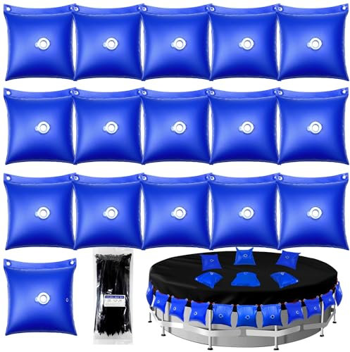 Uppgradering 16-pack simbassängöverdrag, hängande vattenväskor med 100 buntband, 0,4 mm tjockare PVC-vattenväsksrör för poolvikt, 100 % läckagesäker, för överdrag ovan jord/inre mark