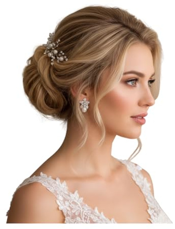 ONDEGO® 3D Silber Blüten Ohrringe Damen – Elegante Perlen Ohrstecker mit Strass & Zirkonia – Brautschmuck Ohrrstecker inkl. Geschenkbox