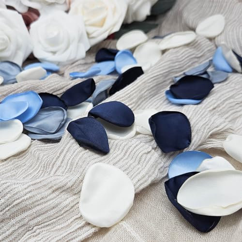 ZYOOO 200 Stück Künstliche Rosenblätter Blau,Blütenblätter Seide Stoffblätter Romantische Dekoration für Hochzeiten, Valentinstag, Babyparty,Tischdeko,Geschenkboxen dekorieren