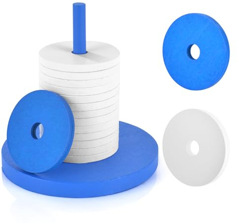 jiawaggag Schockbesteck Holz schocken Set mit 14 Scheiben und Ständer Schock besteck für Jule Meiern Maxen Mörkeln weiß und blau 10X10cm