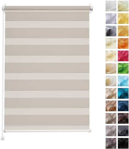 Rettika Doppelrollo Klemmfix ohne Bohren – Grau-braun – Breite 135 cm, Höhe 150 cm – Duo Rollo für Innenräume, Sichtschutz Fensterrollo mit Lichtregulierung