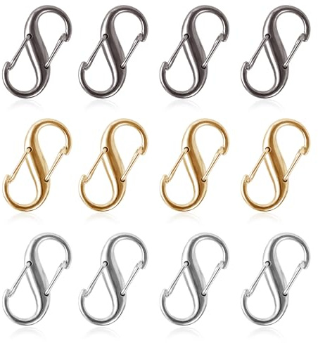 12 Pièces de Serrures à Fermeture Éclair, Clips de Fermeture à Glissière à Double Ouverture Antivol Mousqueton en Forme de S pour les Sports de Plein Air à la Maison (3 Couleurs)