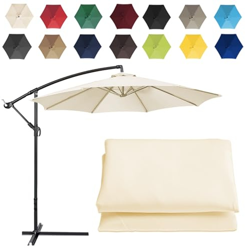 CMJYMX Replacement Parasol Canopy Sun Umbrella Replacement Cloth For 2m-6 Arms 2.7m-6 Arms 2.7m-8 Arms 3m-6 Arms 3m-8 Arms (Color : Off-white, Size : 6 ribs-3m(9.8ft))