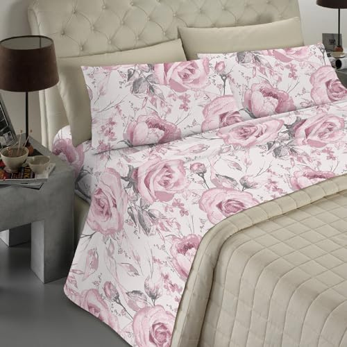 Banzaii - Completo Lenzuola Singolo In Microfibra Made In Italy Con Angolo h 30 cm Giulia Rosa