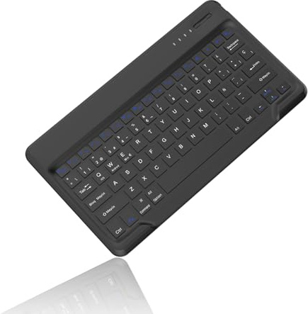 Teclado Bluetooth Inalámbrico, Compatible con Android/Samsung/Huawei/Xiaomi/Lenovo, Teclado Español Ñ Bluetooth Inalámbrico Súper Delgado de para iPad, iPad Pro, iPad Air, 27.1*15.1*0.4, Negro