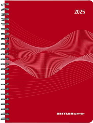 Wochenplaner PP-Einband rot - Kalender 2025 - Cheftimer A5 - ZETTLER Kalender - 1 Woche 2 Seiten - Format 15 cm x 21 cm