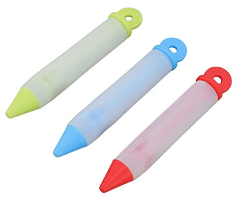 Stylo à Chocolat, Stylo Comestible 3 Ensembles en Silicone de qualité Alimentaire Détachable avec 12 Motifs Stylos Comestibles pour la Décoration de Biscuits pour Décorer des