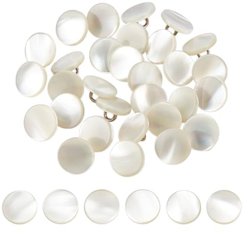 NBEADS 30 Pieza de Botones con Vástago de Concha, Botones de Vástago Blanco de 11mm, Nácar Natural para Costura de Disfraces