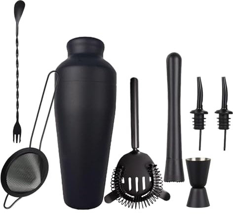 Juego De Coctelera De Barra - Juego De Coctelera De 8 Piezas/Juego, Coctelera Profesional para Bebidas Margarita | Herramienta De Barman De Acero Inoxidable con Colador Jigger Muddler
