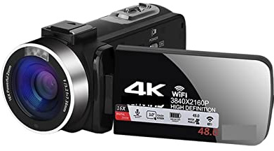 Registratore per videocamera Vlogging con videocam Videocamera Vlog digitale 4K for registrazione video Webcam in streaming videocamera portatile for esterni registratore fotografico 18X(32G SD Card,S