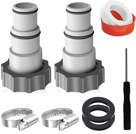 Riisoyu Poolschlauch Adapter, 2 Stück Schlauchadapter für Pumpe Adapter für Intex Pool Anschluss Für Ø 32 und 38 Mm Pool-Schlauch für Pumpen mit Gewindeanschluss und Kolbenventil