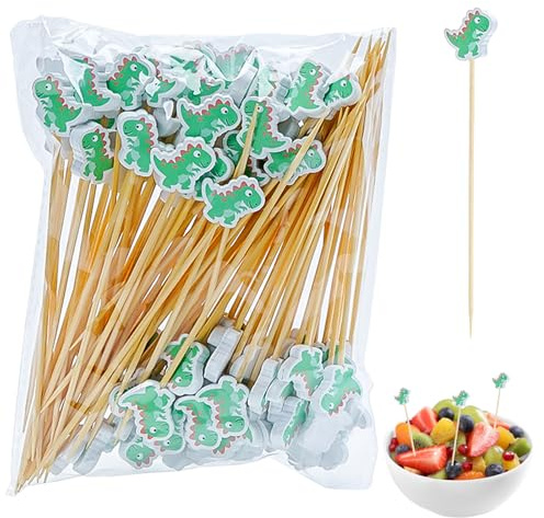 Mlysnd Palillos para Cócteles, 100 Letreros de Madera para Frutas Divertidas (12cm), Perfecto para Niños, Fiestas, Picnics, Bocadillos y Decoraciones de Postres (C)