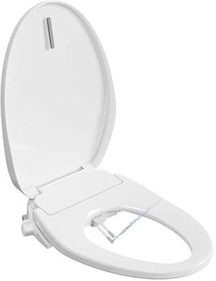 Rivix Electric Bidet Toilet Seat Adjustable Warm Water & Dryer Slow Close Heated Toilet Seat Smart Self Dual Cleaning Elongated Night Light D500