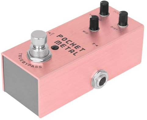 Rosa Gitarreneffektpedal aus Metall für E-gitarre, Kompakt | Professionelle Einzelpedal Bauweise, Leichte Ausführung, für Auftritte und Elektrische Gitarrensounds