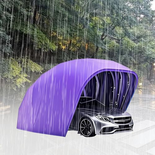 Mofgoe Toldo Retráctil Plegable para Coche De 5,5 X 2,5 X 2,3 M, para Garaje, Garaje Móvil Exterior, De Tela Oxford 600D, Ideal para Aparcamiento, Patio Y Jardín.,Púrpura,Semi Automatic