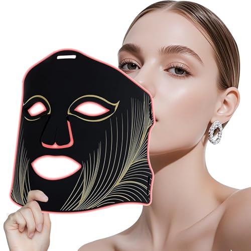 Yaskyly Maschera LED Viso, 8 Colori Maschera LED Morbido Silicone con Telecomando per La Cura della Pelle del Viso Ringiovanimento Prodotto Anti-invecchiamento per Le Rughe 850nm Nel Vicino Infrarosso