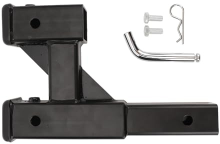 Ausla Doppelter Anhängerverlängerungsempfänger, Stahl-Anhängerkupplungsverlängerungs-Riser-Adapter mit Stift und für 2-Zoll-Empfänger, für Auto SUV Laster Wohnmobil