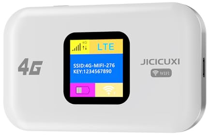 JICICUXI Portable Wifi Hotspot, 4G MiFi Router with SIM Card Slot,150Mbps Speed, 2100mAh Battery, Mobile WiFi Router Dongle Connects Up to 10 Devices,High Compatibility