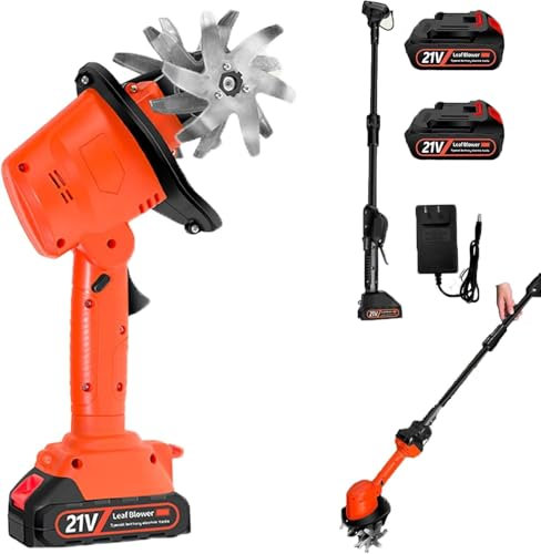 Motobineuse Electrique, Motoculteur éLectrique sans Fil 21v,avec 2 Batteries 1500mah Et 1,3m Manche,235rpm,Largeur De Travail De 10cm,Profondeur De Travail De 10cm,pour Le Jardin