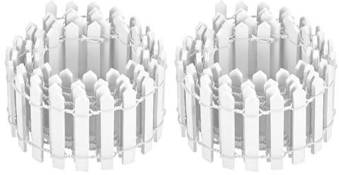 M METERXITY 2-Pack Miniature Fairy Garden Fence, 35 Inch 90x5cm Wooden DIY Small Wood Decorative Picket Fence for Dollhouse/Crafts/Diorama Project, Micro Landscape Ornaments [White]