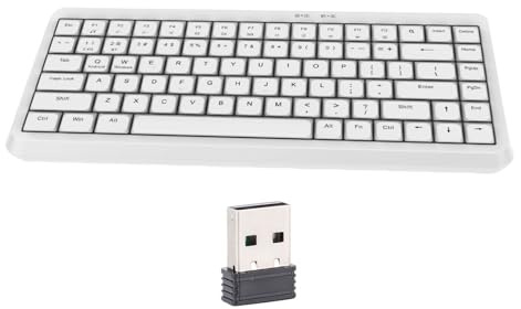 Yanmis Tastiera Wireless, 2.4G​ Silenzioso Tastiera Cordless 75% 84 Tasti di Dimensioni Standard con Tastierino Numerico, per Laptop PC Desktop Notebook (WHITE)