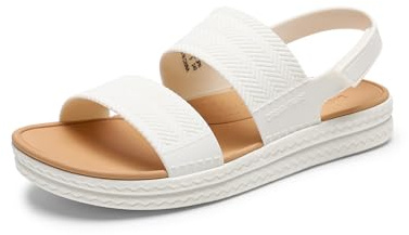 DREAM PAIRS Sandali da Donna Impermeabili – Comode Scarpe Estive Basse con Zeppa per la Spiaggia, Il Tempo Libero e Le Passeggiate,Size 41.5,Bianco,SDFS26006W