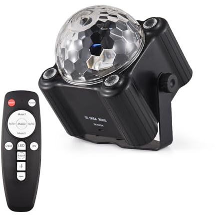 ERYUE Lumières de Fête Disco Ball, Stroboscope activé par le Son pour Danse DJ Club karaoké Décorations pour la Maison Lumière LED Colorée Halloween Noël